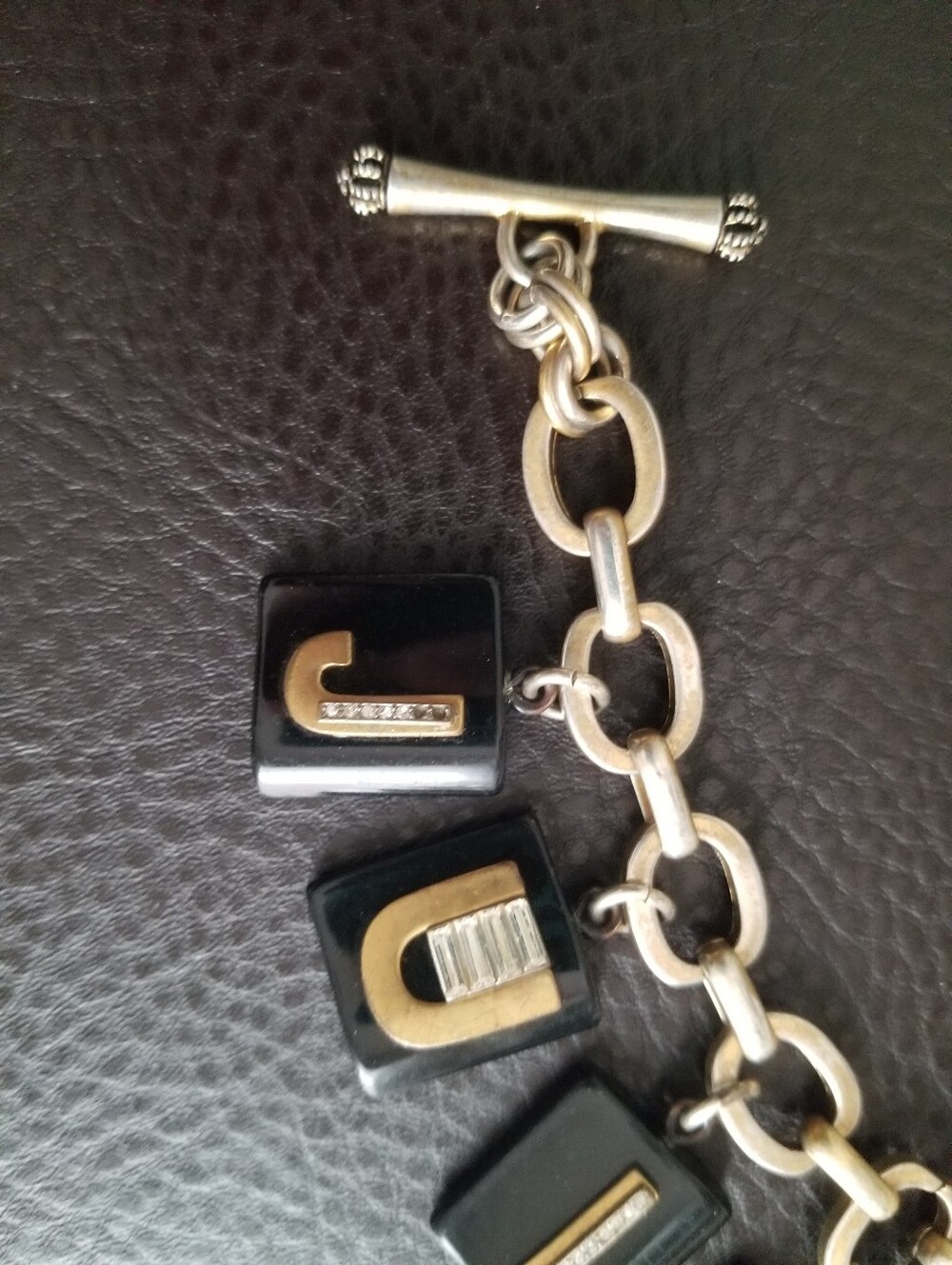 Vintage Juicy Couture Gold Bracelet with Black Tile charms - Picture 6 of 9